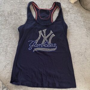 New York Yankees Navy Tank Top with Bling Rhinestone Logo